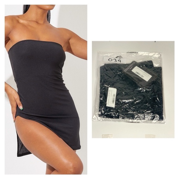 PrettyLittleThing Dresses & Skirts - Black Crepe Split Side Bandeau Bodycon Dress
